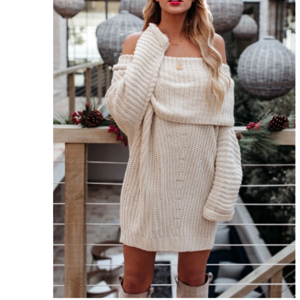 GABBY Off Shoulder Ribbed Knit Sweater